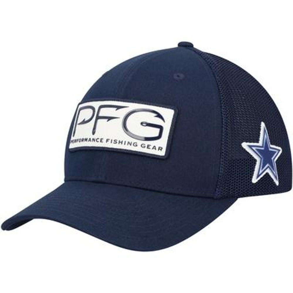 Columbia PFG Mesh Hooks Ball Cap Dallas Cowboys L/XL Flexfit Navy Hat XU1057-465